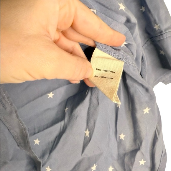 L’AGENCE Ryan Star Blue White Star Tunic Blouse Button Down XS - Picture 6 of 6